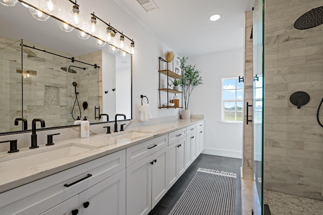 209 Mary Fitch Rd, Sherman, TX 75090 - full bath with a stall shower, double vanity, recessed lighting, and baseboards