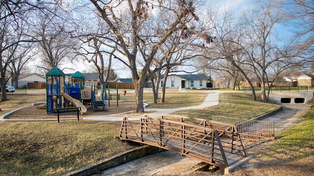 view of community with a playground