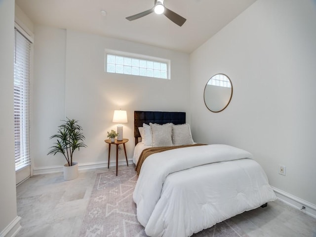 bedroom featuring ceiling fan