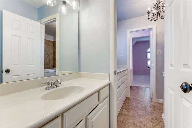 bathroom featuring vanity and tile patterned floors