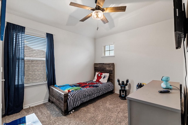 bedroom with carpet and ceiling fan