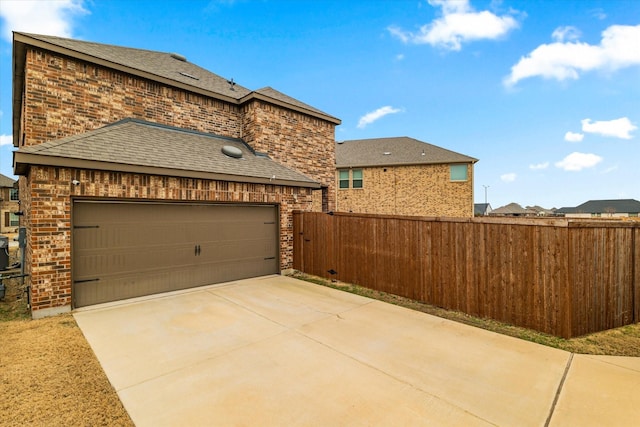 exterior space featuring a garage