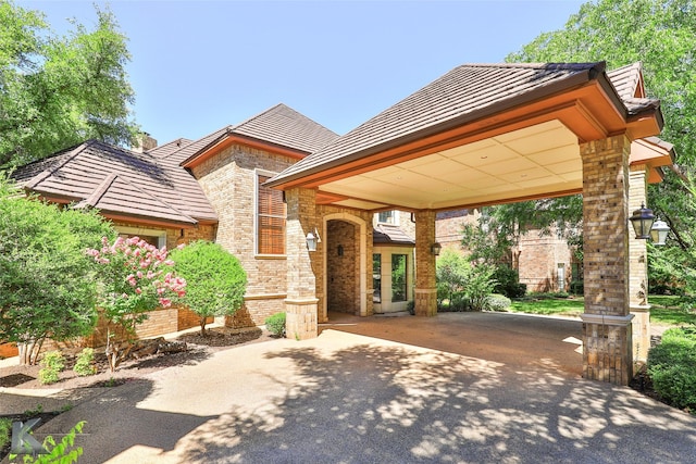 view of patio / terrace featuring a carport