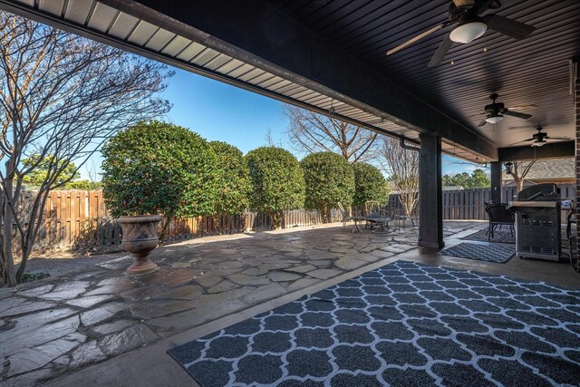 597 Imagine Dr, Lindale, TX 75771 - view of patio featuring a grill and ceiling fan