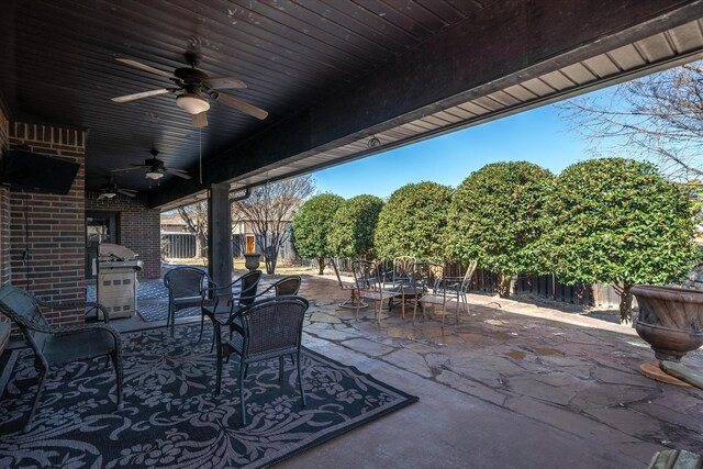597 Imagine Dr, Lindale, TX 75771 - view of patio / terrace featuring a grill and ceiling fan