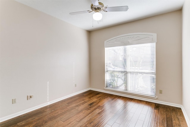 unfurnished room featuring hardwood / wood-style flooring and ceiling fan