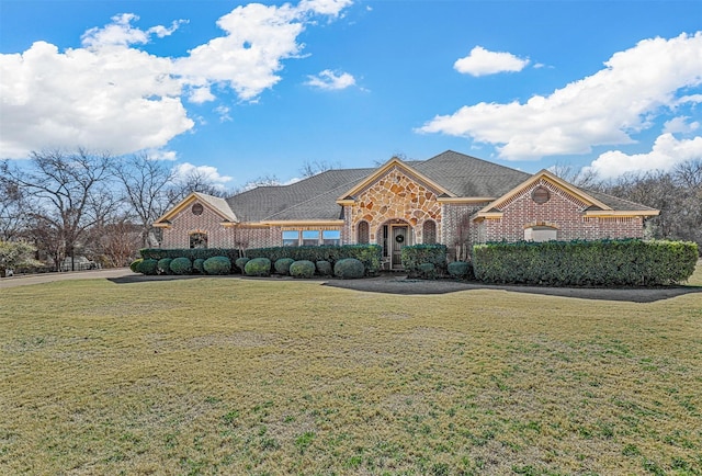 view of front of property featuring a front yard