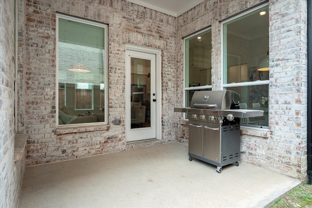 view of patio / terrace featuring a grill