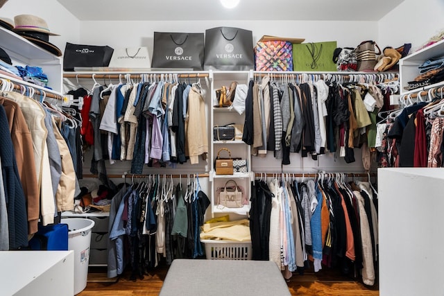 walk in closet featuring hardwood / wood-style floors