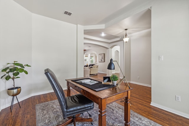 office featuring dark hardwood / wood-style flooring