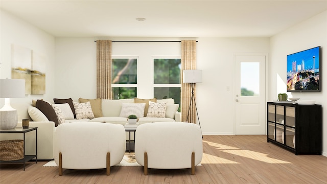 living room featuring light hardwood / wood-style flooring