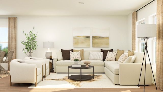 living room featuring light hardwood / wood-style floors