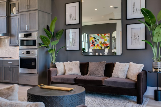 living room featuring light hardwood / wood-style floors