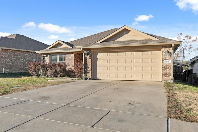 single story home with a garage