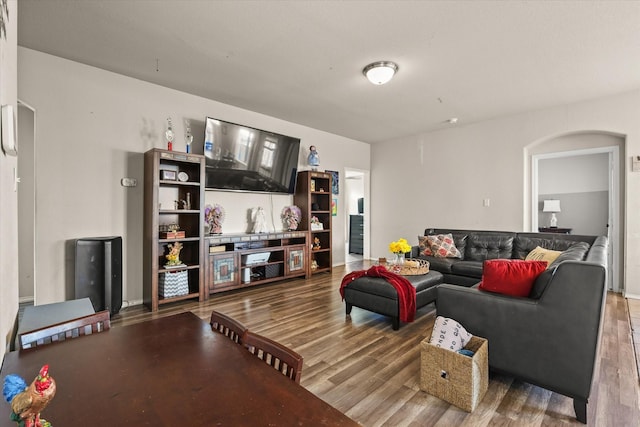 living room featuring hardwood / wood-style flooring