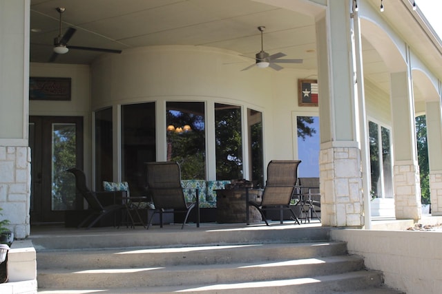 view of patio with ceiling fan