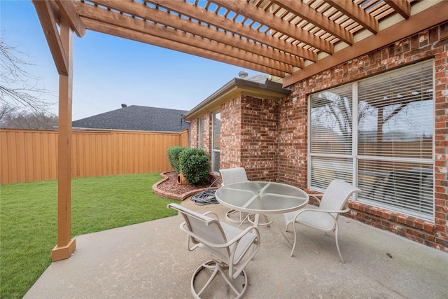 view of patio / terrace featuring a pergola