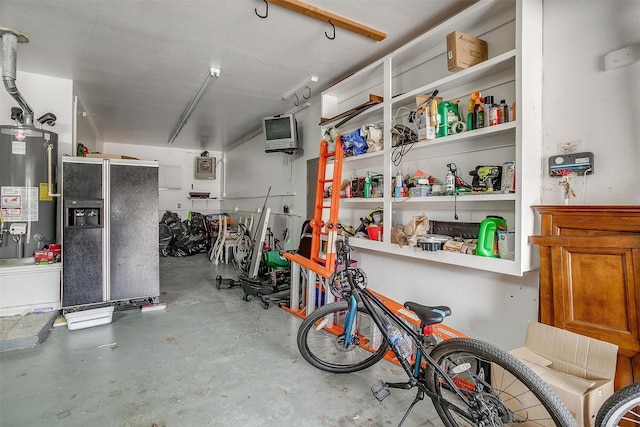 garage featuring gas water heater