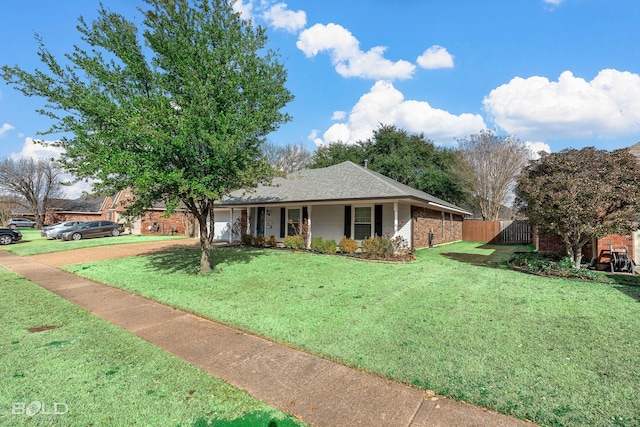 single story home with a front yard