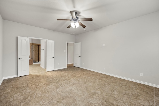 unfurnished bedroom featuring ceiling fan