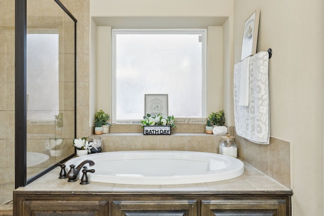 bathroom featuring a washtub