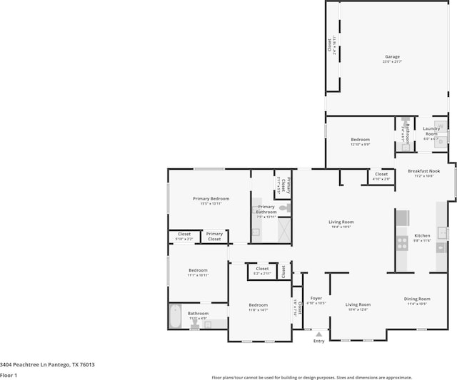 3404 Peachtree Ln, Pantego, TX 76013 - property floor plan