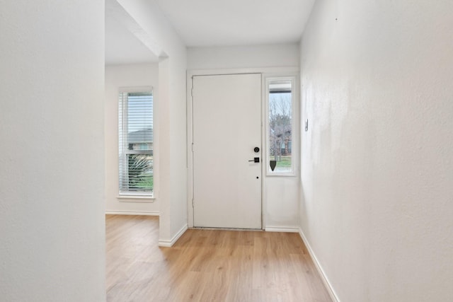 foyer entrance featuring light hardwood / wood-style flooring and a wealth of natural light