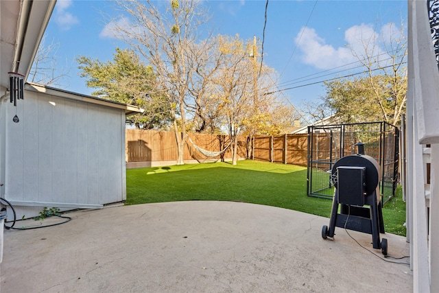 view of patio featuring a grill