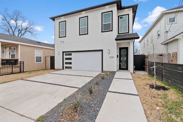 contemporary house featuring a garage