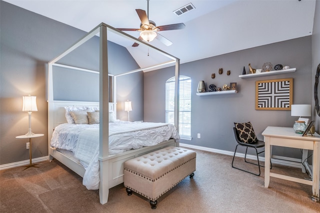 9720 Birdville Way, Fort Worth, TX 76244 - carpeted bedroom with baseboards, vaulted ceiling, and a ceiling fan