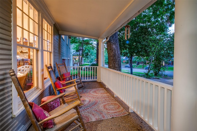 view of patio featuring a porch