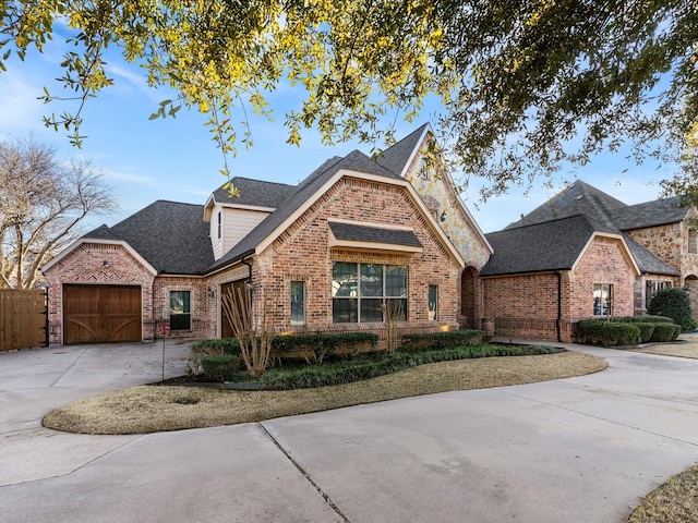 front of property with a garage