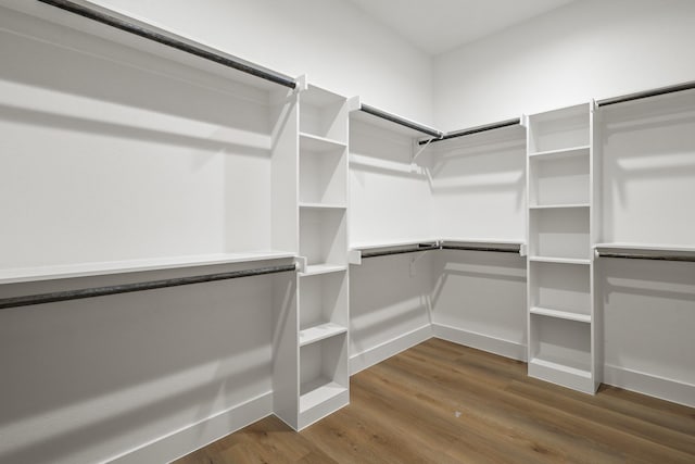 walk in closet featuring wood finished floors