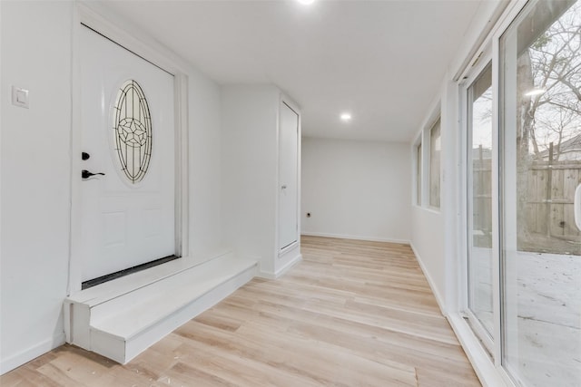 interior space with light hardwood / wood-style flooring