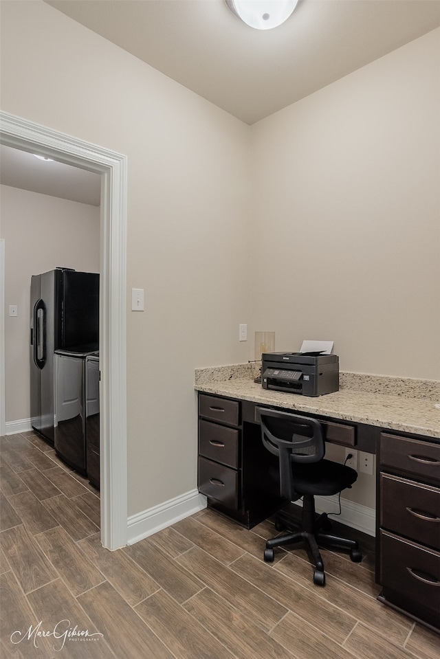 home office with washer and dryer