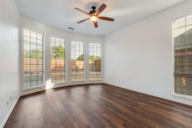 9328 Old Veranda Rd, Plano, TX 75024 - unfurnished room with ceiling fan, dark wood finished floors, and baseboards