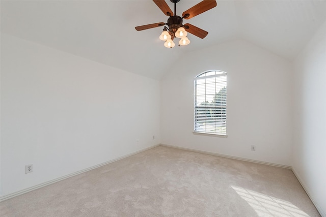 9328 Old Veranda Rd, Plano, TX 75024 - unfurnished room featuring light colored carpet, a ceiling fan, vaulted ceiling, and baseboards