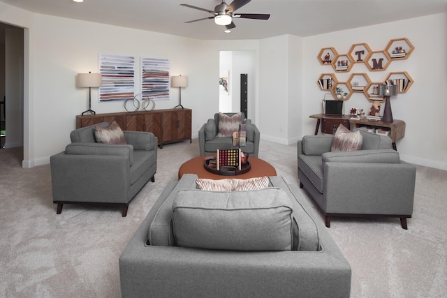 2220 Esher Dr, Little Elm, TX 75068 - living room with ceiling fan and carpet floors