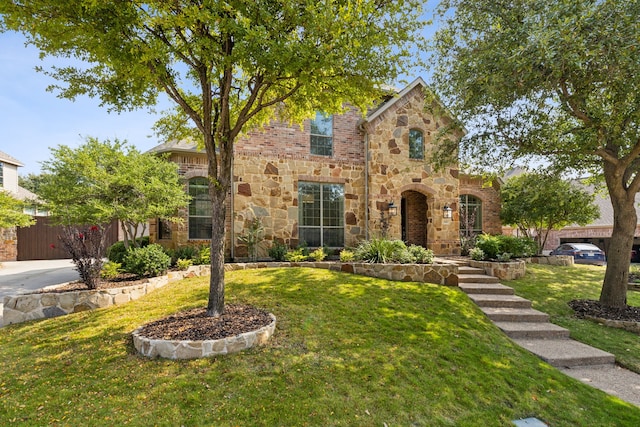 view of front of house featuring a front lawn