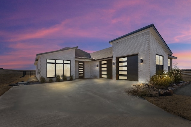 contemporary home featuring a garage