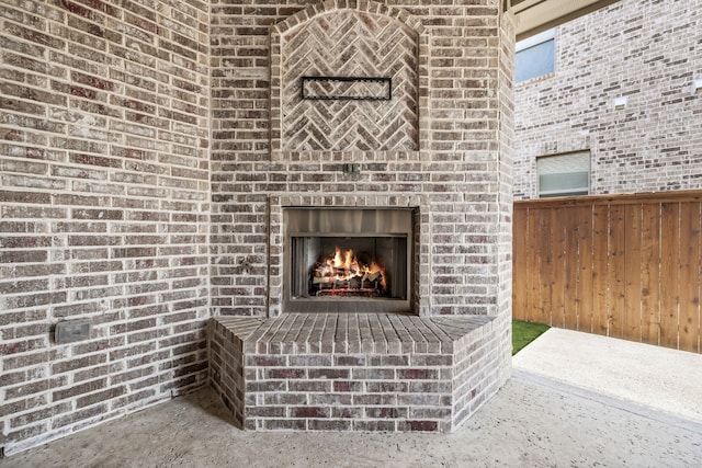 room details with a brick fireplace