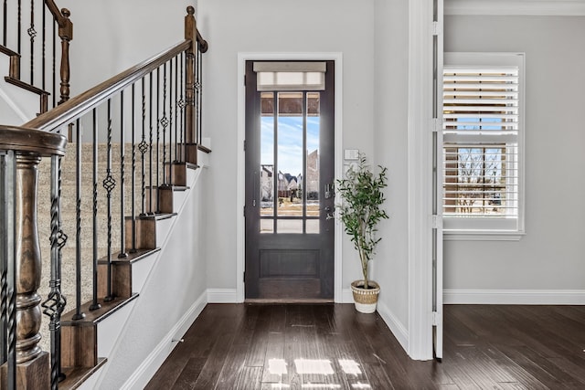 entrance foyer with dark wood-type flooring