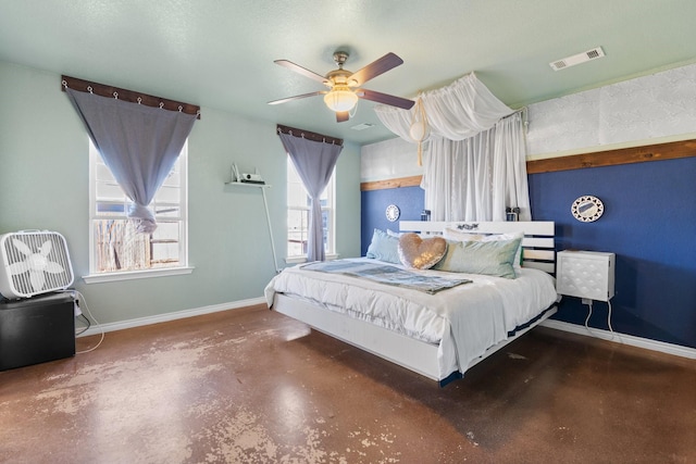 bedroom featuring ceiling fan