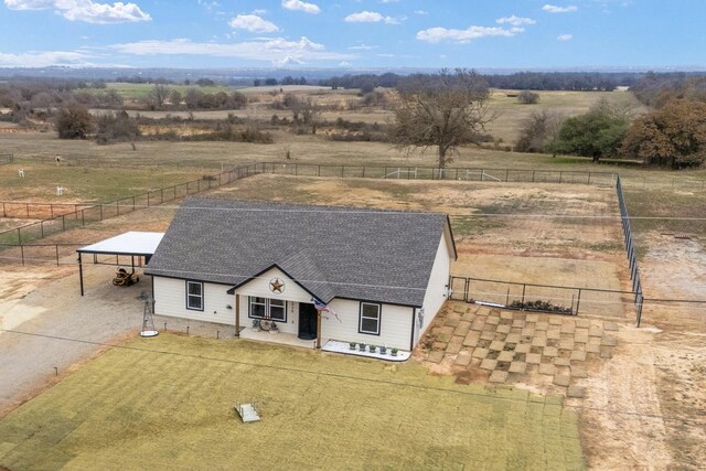 drone / aerial view with a rural view