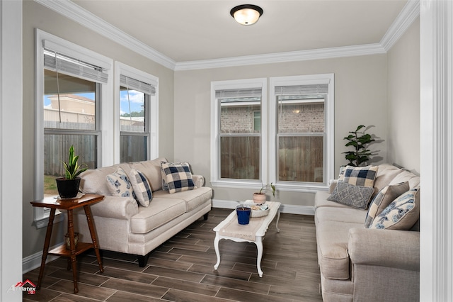 living room featuring ornamental molding