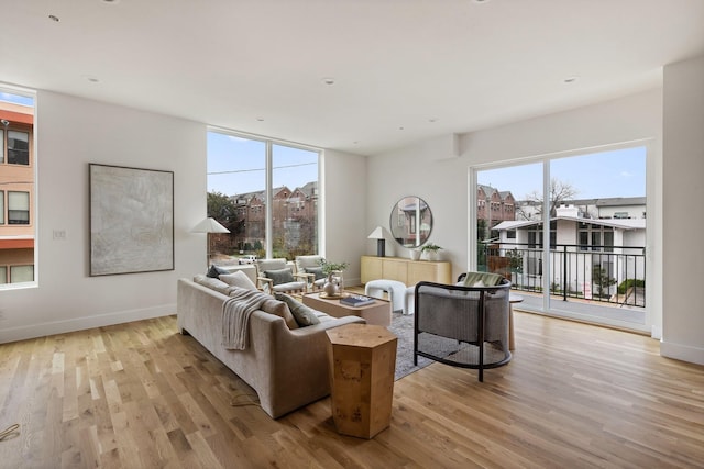 living room featuring light hardwood / wood-style flooring