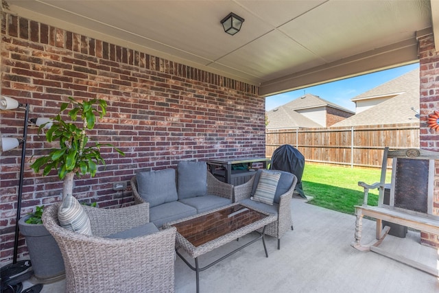 view of patio / terrace with outdoor lounge area and grilling area