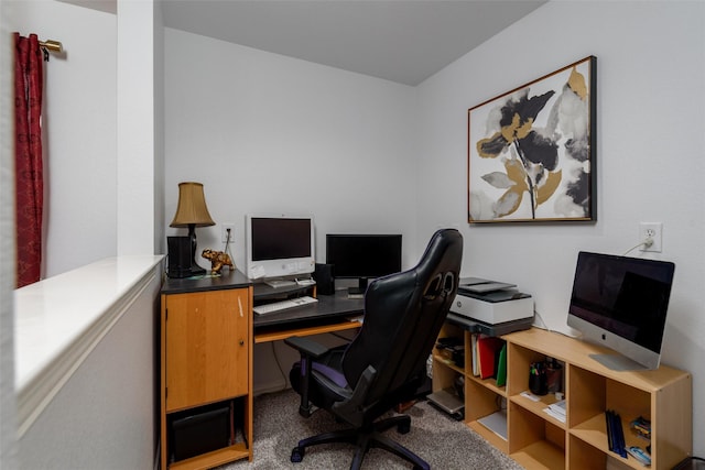 view of carpeted home office