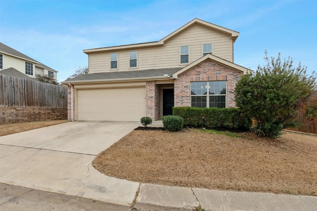 view of front property with a garage