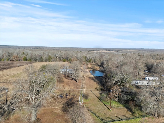 aerial view featuring a water view and a rural view